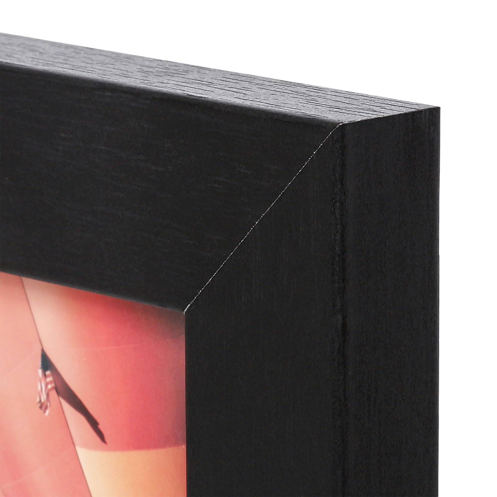 The Display Guys - Black Wooden Minimalist Picture Frames Set - Tempered Glass - 8x10 matted to 5x7 - Tabletop Easel - 4-Pack